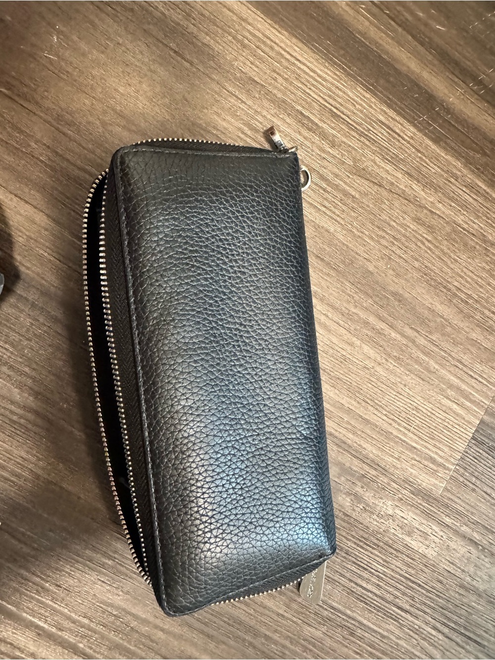 Michael Kors Black Pebbled Leather Zip Pouch with Badge